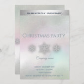 ホログラフィック雪企業の片クリスマスパーティー 招待状 (正面/裏面)