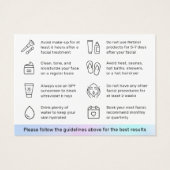 ホログラフィック顔面アフターケア指示カード (裏面)