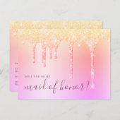 ホログラフィック駆動が私のメイド・オブ・オーナー(花嫁付き添い人) インビテーションポストカード (正面/裏面)
