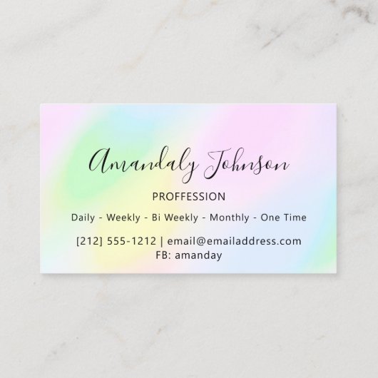 ホログラフィック33Dエフェクトピンクのメイクアップアーティスト 名刺 (裏面)