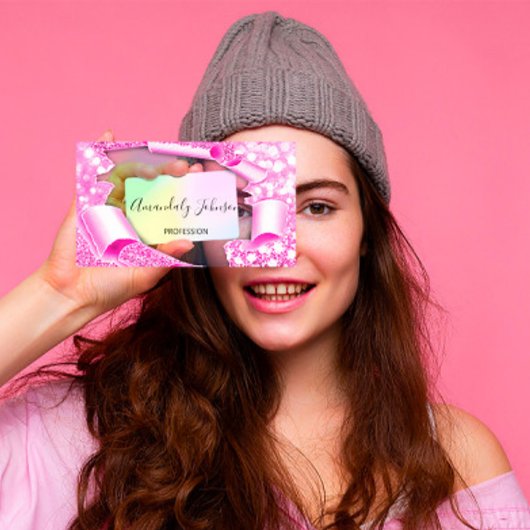 ホログラフィック33Dエフェクトピンクのメイクアップアーティスト 名刺