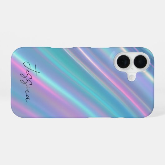 ホログラフィック・イリデッセント・ウェーブ iPhone 16ケース (裏面横)