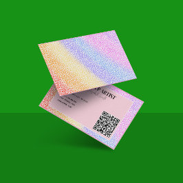ホログラフィック カラフル ネオン QR コード メイクアップ アーティスト 名刺