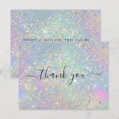 ホログラフィック グラム グリッター エレガント スパークル サンクス ポストカード (正面/裏面)