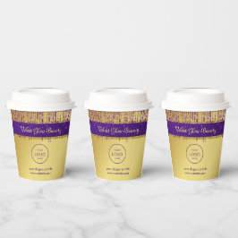 ホログラフィック シグネチャー スクリプト モダン ゴールド グリッター 紙コップ