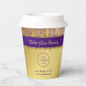 ホログラフィック シグネチャー スクリプト モダン ゴールド グリッター 紙コップ (裏面)