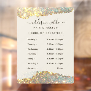 ホログラフィック シグネチャー スクリプト モダン ビジネス アワーズ ウィンドウサイン
