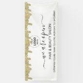 ホログラフィック シグネチャー モダン グラム ゴールド グリッター 横断幕 (縦)