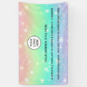 ホログラフィック スパークル オパール イリデセント ビジネス サイン 横断幕 (縦)