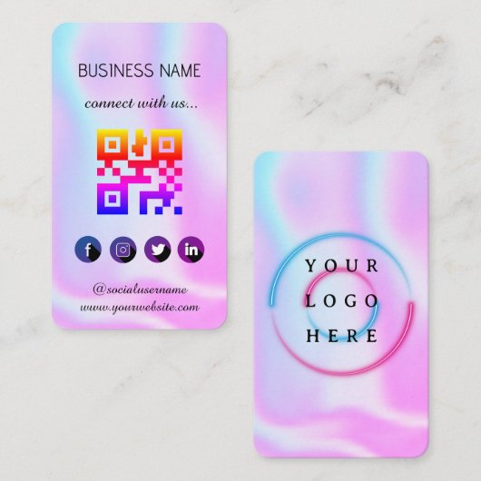ホログラフィック – ソーシャルメディアQRコード名刺 名刺 (正面/裏面)