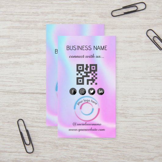 ホログラフィック – ソーシャルメディアQRコード名刺 名刺 (正面/裏面インサイチュ)