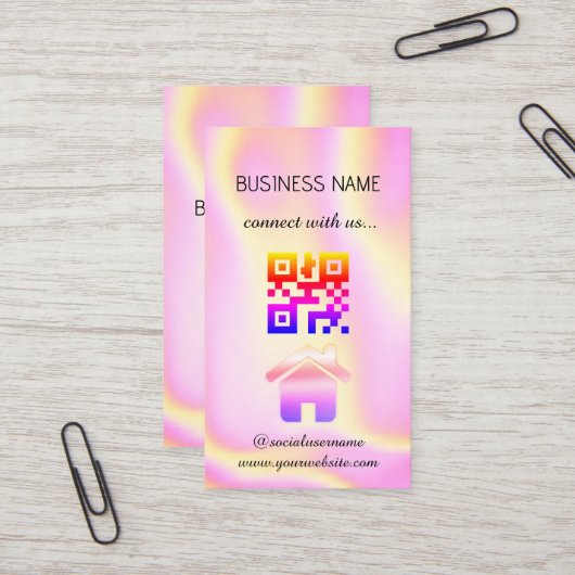ホログラフィック – ソーシャルメディアQRコード名刺 名刺 (正面/裏面インサイチュ)