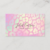 ホログラフィック ヒョウ柄 ピンク 名刺 (正面)