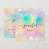 ホログラフィック プロフェッショナル ゴールド コンフェッティ ユニコーン 招待状 (正面/裏面)