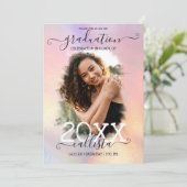 ホログラフィック・ホイル・ハロー・フォト・コラージュ　卒業式 招待状 (スタンド正面)