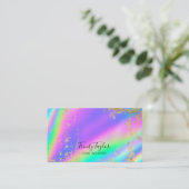 ホログラフィック・メタリック・レインボー&フェイク金ゴールド・リーフ 名刺 (スタンド正面)