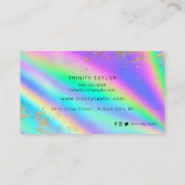 ホログラフィック・メタリック・レインボー&フェイク金ゴールド・リーフ 名刺 (裏面)