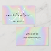 ホログラフィック・モノグラム・スクリプト・メイクアップ&ヘア・サロン 名刺 (正面/裏面)