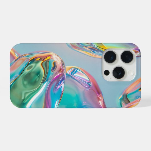 ホログラフィック リキッドメタル グラデーション オーラ エステティック iPhoneケース (裏面横)