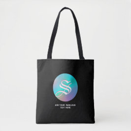 ホログラフィック・ワンダーランド | モノグラムと名前 ブラック トートバッグ