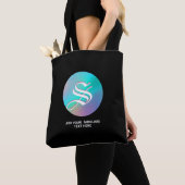 ホログラフィック・ワンダーランド | モノグラムと名前 ブラック トートバッグ (クローズアップ)