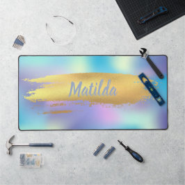 ホログラフィック – 金ゴールドデザイン、かわいい デスクマット