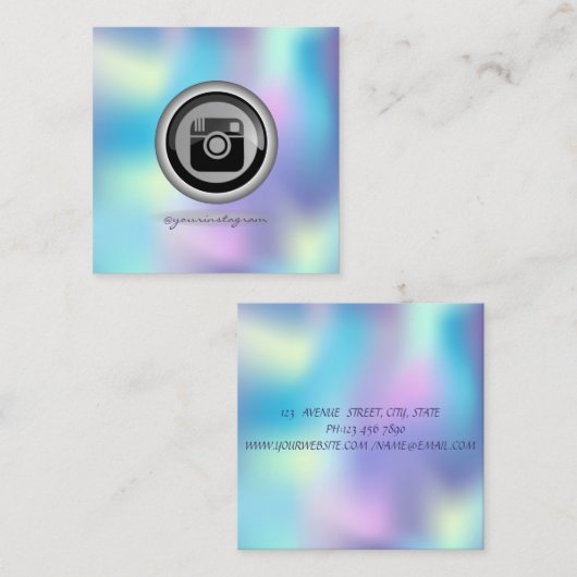 ホログラフィックInstagramソーシャルメディア スクエア名刺 (正面/裏面)