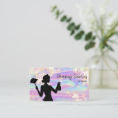 ホログラフィックOpalメイド清掃サービスグリッター 名刺 (スタンド正面)