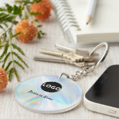 ホログラフィックQRコードキーチェーン – カスタムロゴプロモーション キーホルダー (正面右)