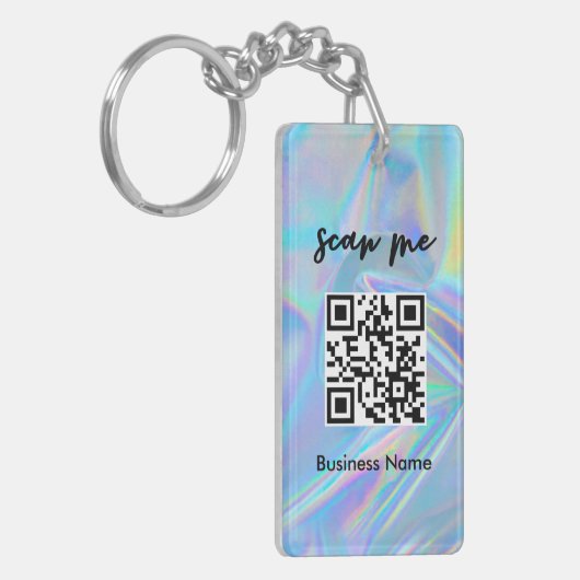 ホログラフィックQRコードビジネスカードあなたのロゴ キーホルダー (正面左)