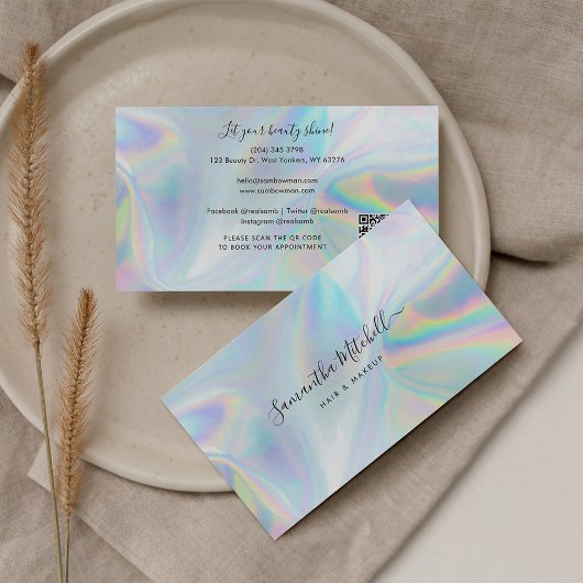 ホログラフィックQRコードビューティシアンメイクアップアーティスト 名刺
