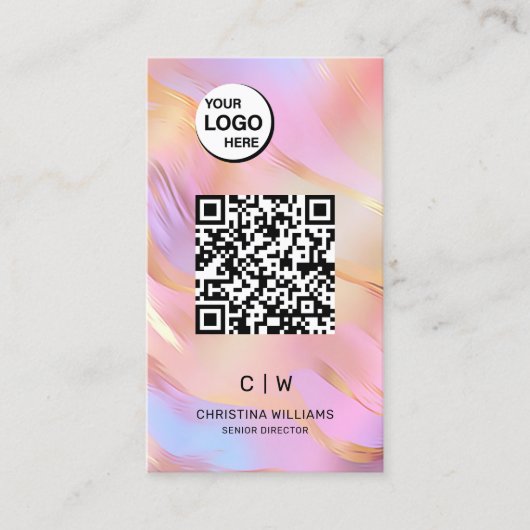 ホログラフィックQRコードモノグラム名 名刺 (正面)