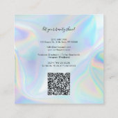 ホログラフィックQRコード美容師サロン手作り スクエア名刺 (裏面)