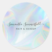 ホログラフィックQRコード美容師サロン手作り ラウンドシール (正面)