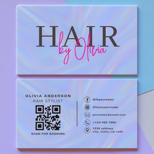 ホログラフィックQRコード ヘアスタイリスト モダン 名刺