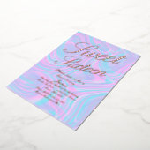 ホログラフィックSweet sixteenカラフル金ゴールド押し込み 箔招待状 (回転した状態)