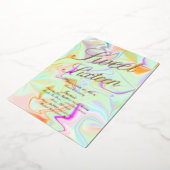 ホログラフィックSweet sixteen液体金ゴールドプレス 箔招待状 (回転した状態)