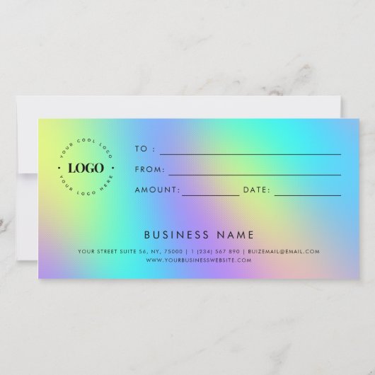 ホログラフィックUnicornビジネスギフト証明書 (裏面)