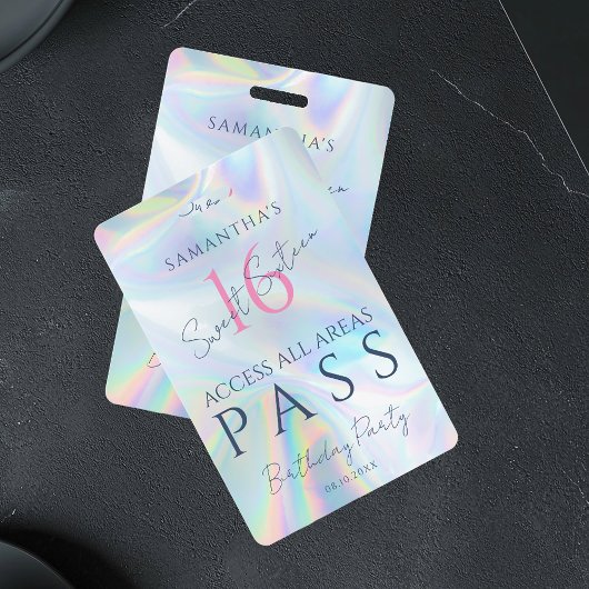 ホログラフィックVIPアクセス 16歳の誕生日招待状 バッジ