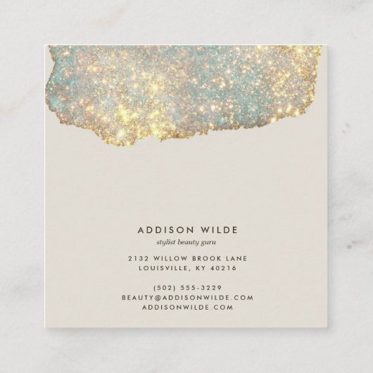 ホログラフィッモダンクグラムグリッターブレスレットディスプレイ スクエア名刺 (裏面)