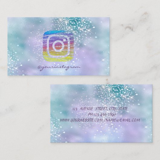 ホログラフィッモダンクダイヤモンドInstagramソーシャルメディア 名刺 (正面/裏面)