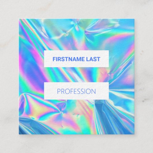 ホログラフィッモダンク化粧アーティストパステルレインボー スクエア名刺 (正面)