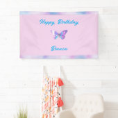 ホログラフィパーソナライズされたックバタフライバナーピンク 横断幕 (インサイチュ)