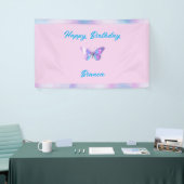 ホログラフィパーソナライズされたックバタフライバナーピンク 横断幕 (トレードショー)