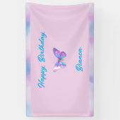 ホログラフィパーソナライズされたックバタフライバナーピンク 横断幕 (縦)