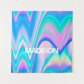 ホログラフィパーソナライズされたック波に名前を付ける タペストリー (正面(横))