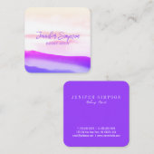 ホログラフィピンクおよび金ゴールド抽象芸術タイポグラフィ スクエア名刺 (正面/裏面)