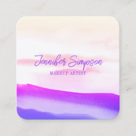 ホログラフィピンクおよび金ゴールド抽象芸術タイポグラフィ スクエア名刺