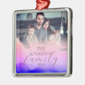 ホログラフィピンクパープルホログラフィー写真休日 メタルオーナメント (左)