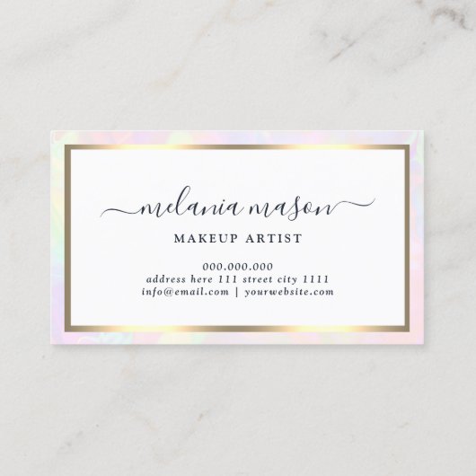 ホログラフィフェイクックおよび金ゴールドエレガント美しいガーリー 名刺 (裏面)